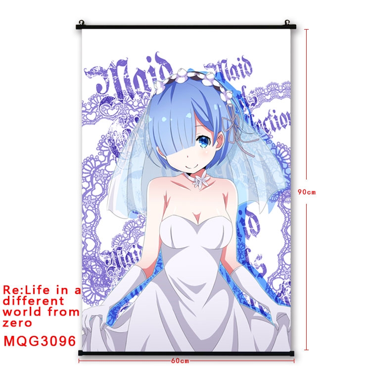 Re:Zero kara Hajimeru Isekai Seikatsu Anime plastic pole cloth painting Wall Scroll 60X90CM  MQG3096