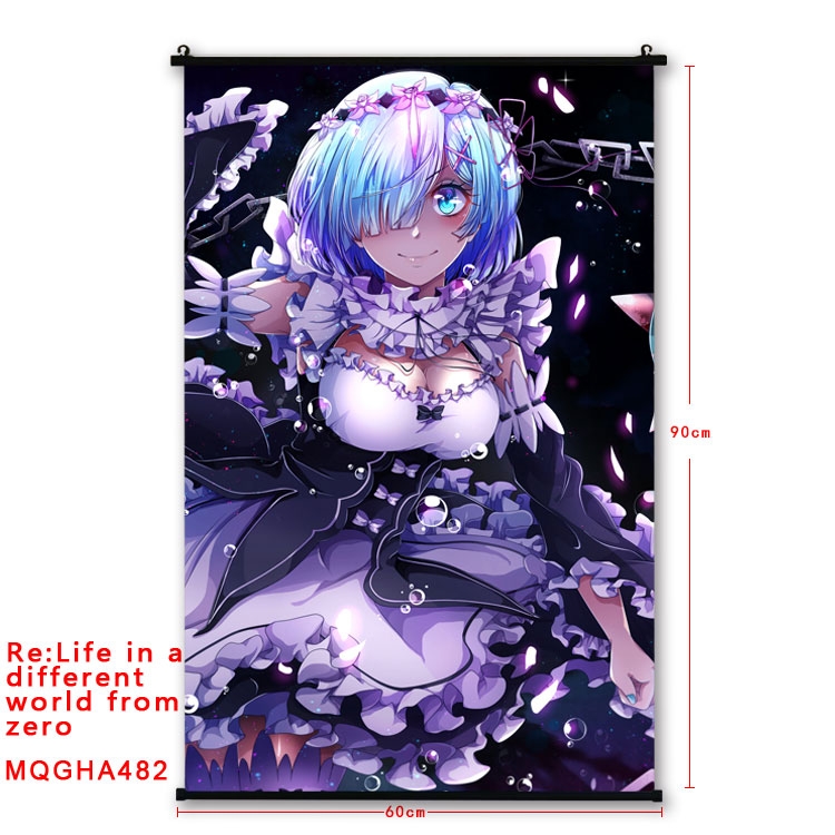 Re:Zero kara Hajimeru Isekai Seikatsu Anime plastic pole cloth painting Wall Scroll 60X90CM  MQGHA482