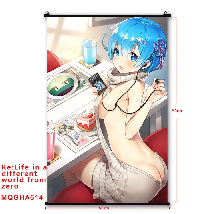Re:Zero kara Hajimeru Isekai Seikatsu Anime plastic pole cloth painting Wall Scroll 60X90CM  MQGHA614