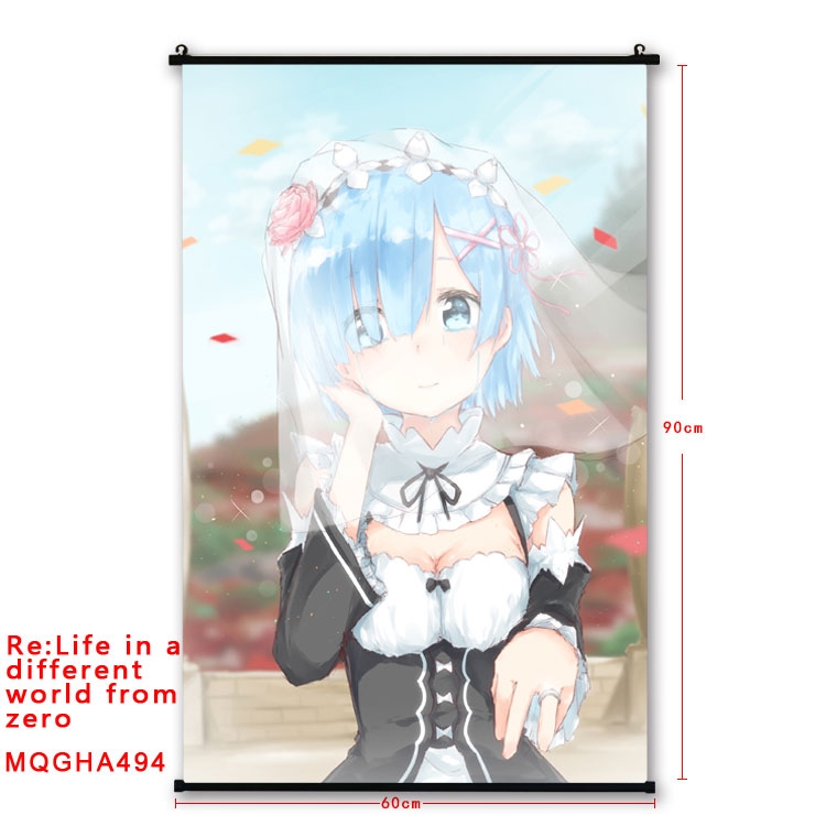 Re:Zero kara Hajimeru Isekai Seikatsu Anime plastic pole cloth painting Wall Scroll 60X90CM  MQGHA494