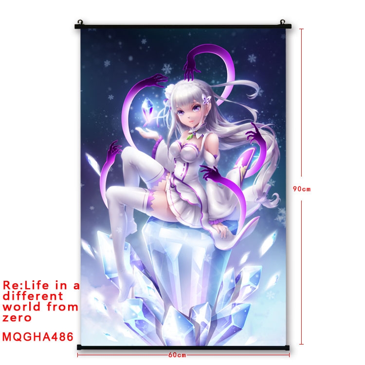 Re:Zero kara Hajimeru Isekai Seikatsu Anime plastic pole cloth painting Wall Scroll 60X90CM  MQGHA486