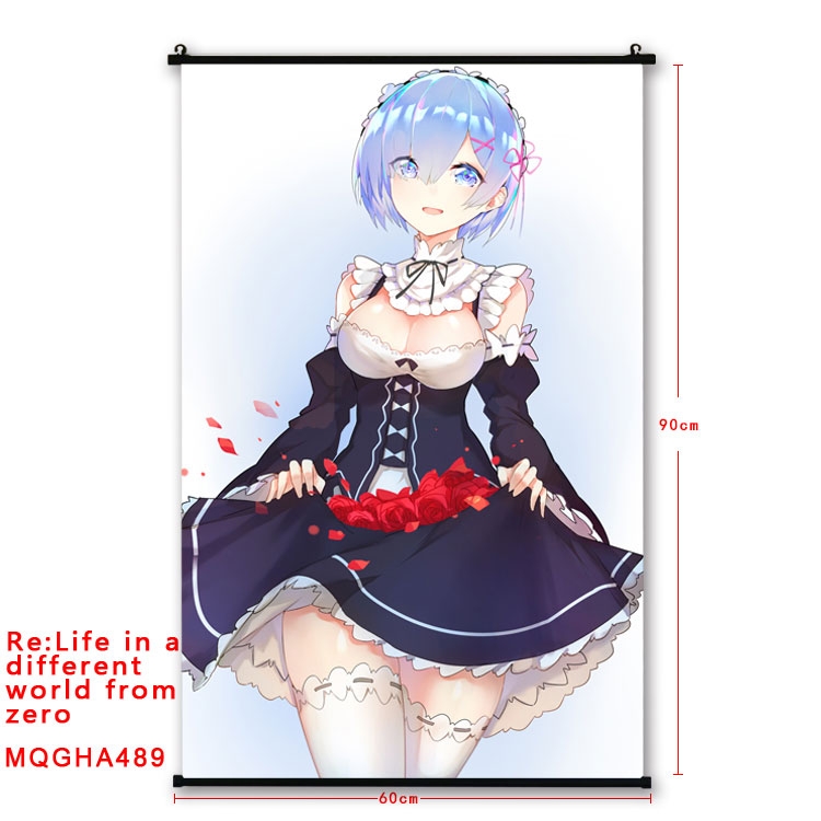 Re:Zero kara Hajimeru Isekai Seikatsu Anime plastic pole cloth painting Wall Scroll 60X90CM  MQGHA489