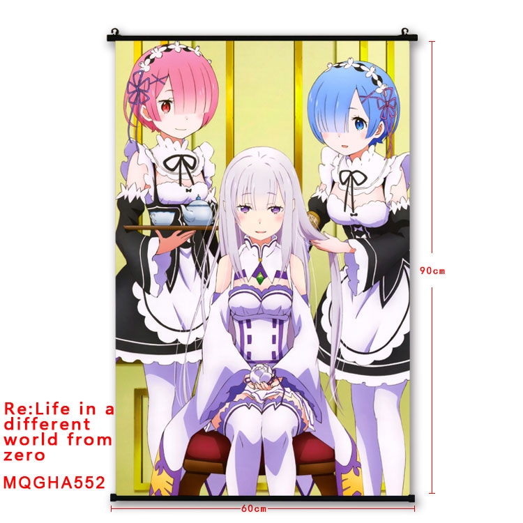 Re:Zero kara Hajimeru Isekai Seikatsu Anime plastic pole cloth painting Wall Scroll 60X90CM  MQGHA552