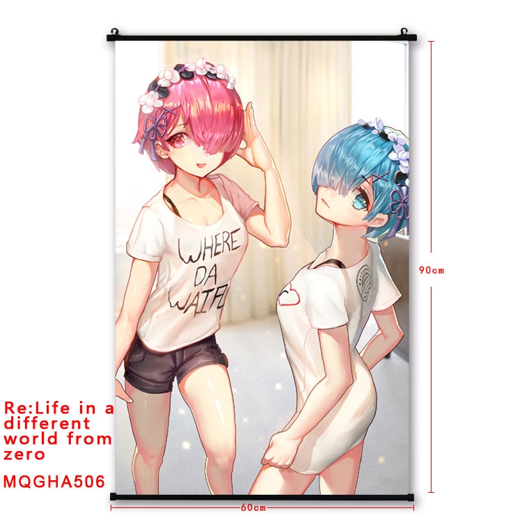Re:Zero kara Hajimeru Isekai Seikatsu Anime plastic pole cloth painting Wall Scroll 60X90CM  MQGHA506