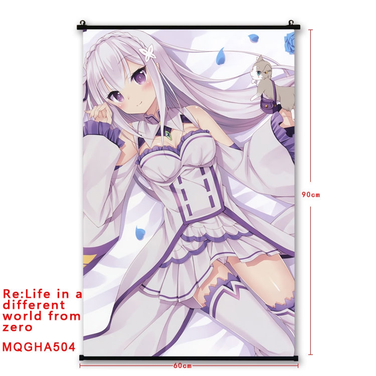 Re:Zero kara Hajimeru Isekai Seikatsu Anime plastic pole cloth painting Wall Scroll 60X90CM  MQGHA504