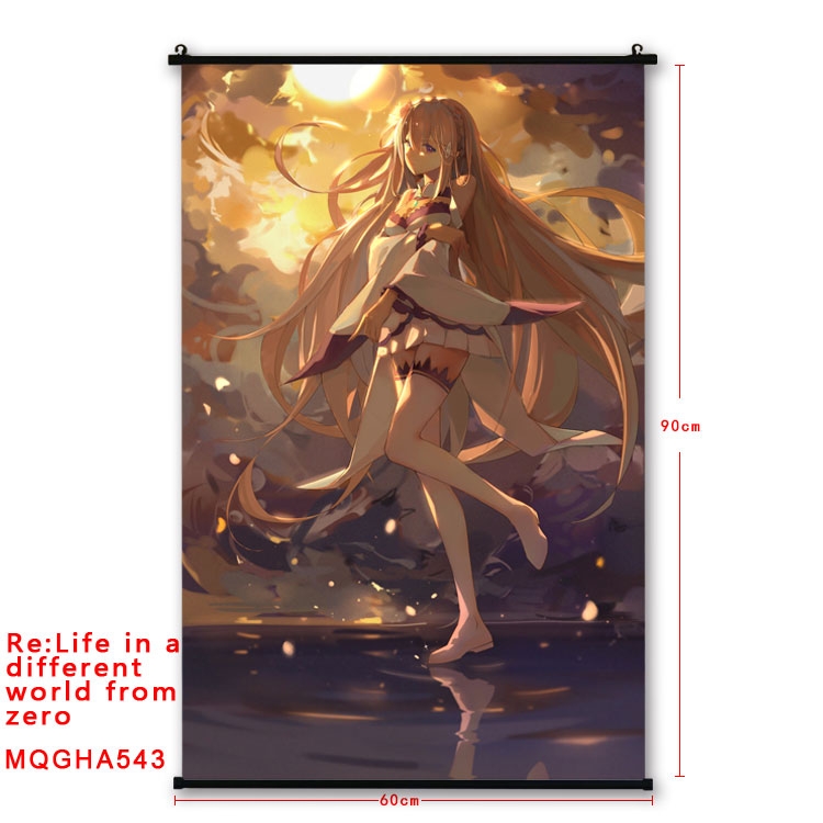 Re:Zero kara Hajimeru Isekai Seikatsu Anime plastic pole cloth painting Wall Scroll 60X90CM  MQGHA543