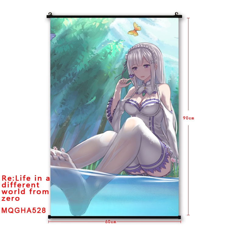 Re:Zero kara Hajimeru Isekai Seikatsu Anime plastic pole cloth painting Wall Scroll 60X90CM  MQGHA528