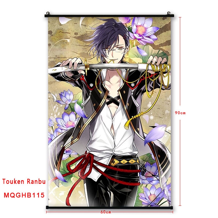 Touken Ranbu Anime plastic pole cloth painting Wall Scroll 60X90CM MQGHB115