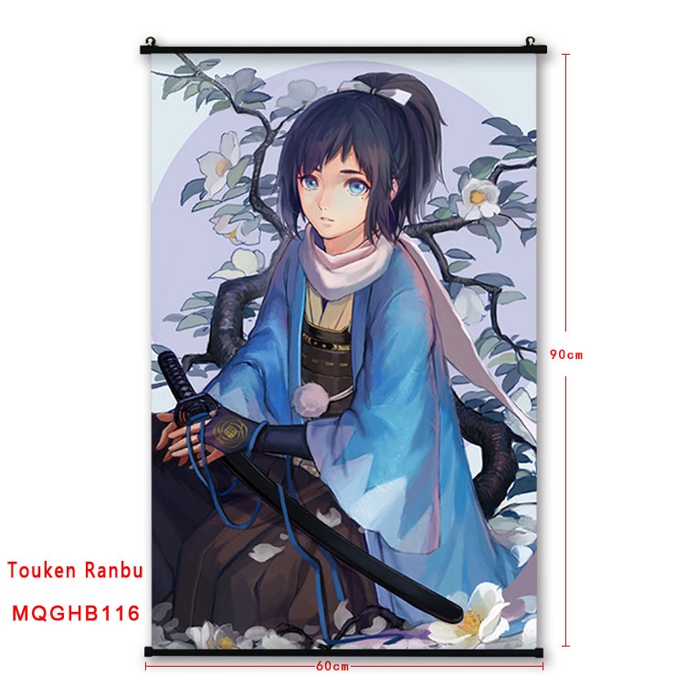 Touken Ranbu Anime plastic pole cloth painting Wall Scroll 60X90CM MQGHB116