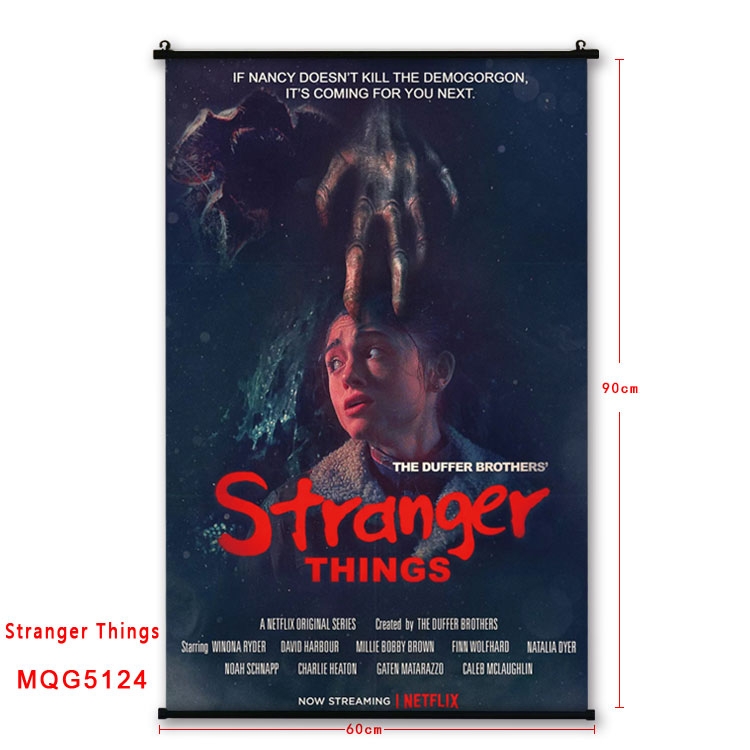 Stranger Things Anime plastic pole cloth painting Wall Scroll 60X90CM MQG5124