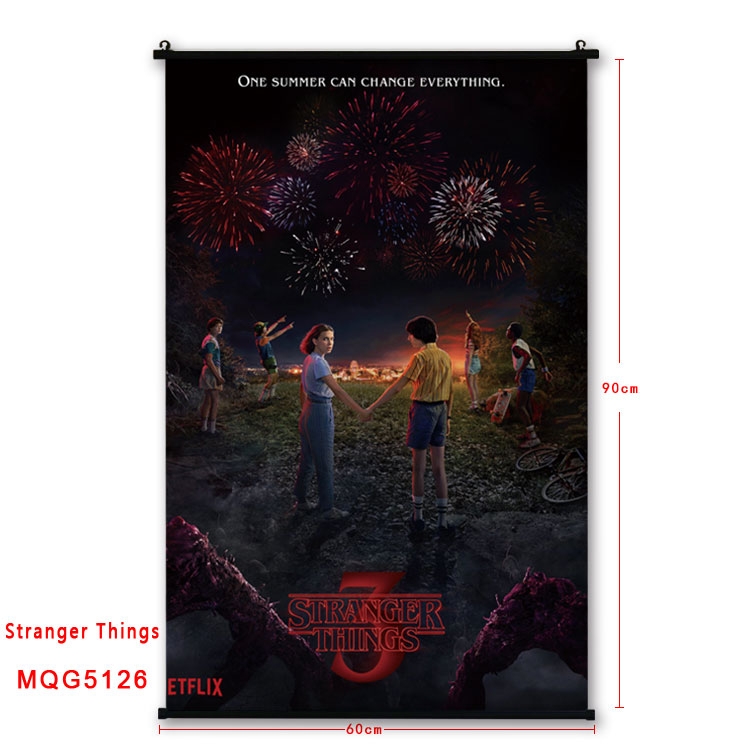 Stranger Things Anime plastic pole cloth painting Wall Scroll 60X90CM MQG5126