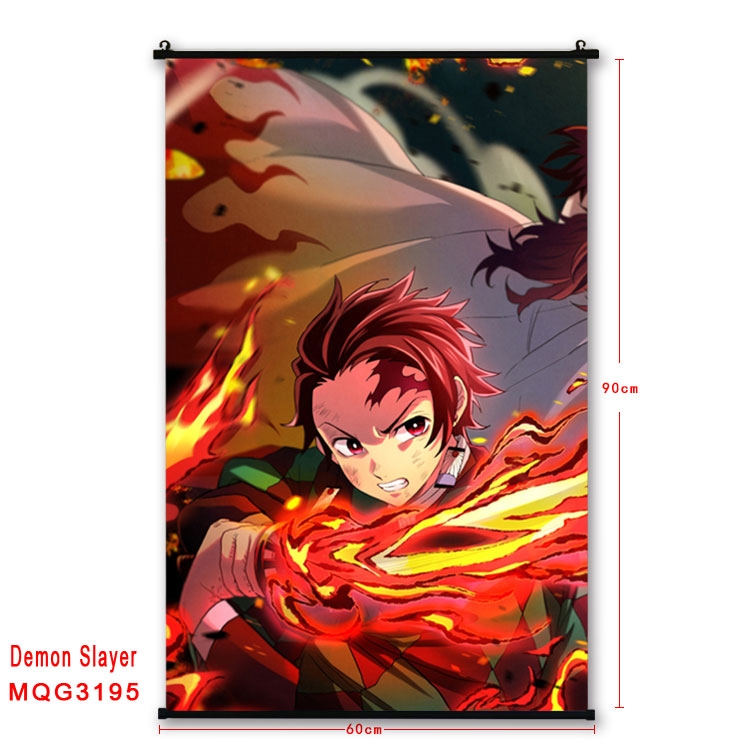Demon Slayer Kimets Anime plastic pole cloth painting Wall Scroll 60X90CM  MQG3195