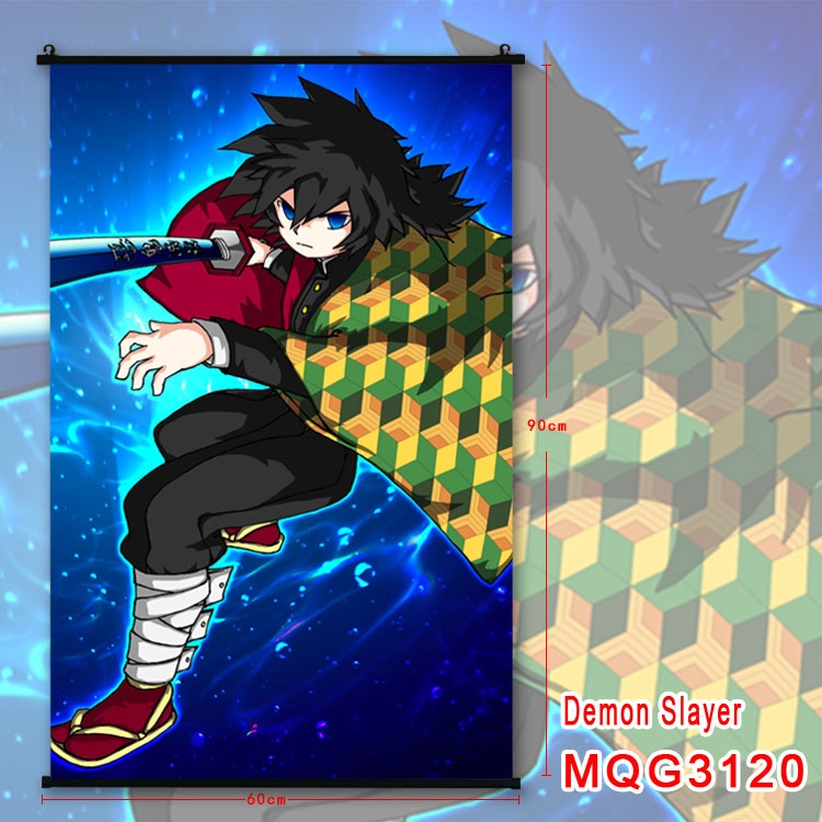 Demon Slayer Kimets Anime plastic pole cloth painting Wall Scroll 60X90CM  MQG3120