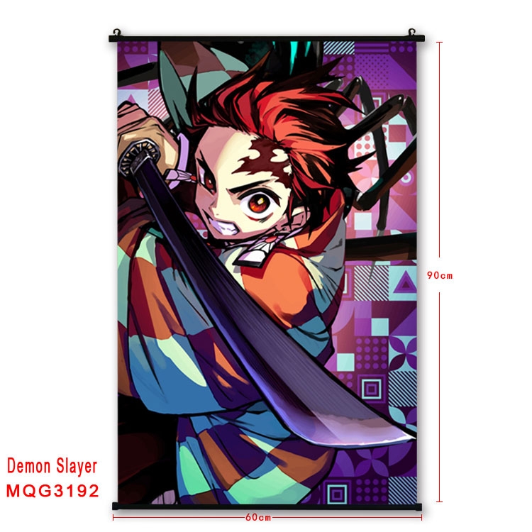 Demon Slayer Kimets Anime plastic pole cloth painting Wall Scroll 60X90CM  MQG3192