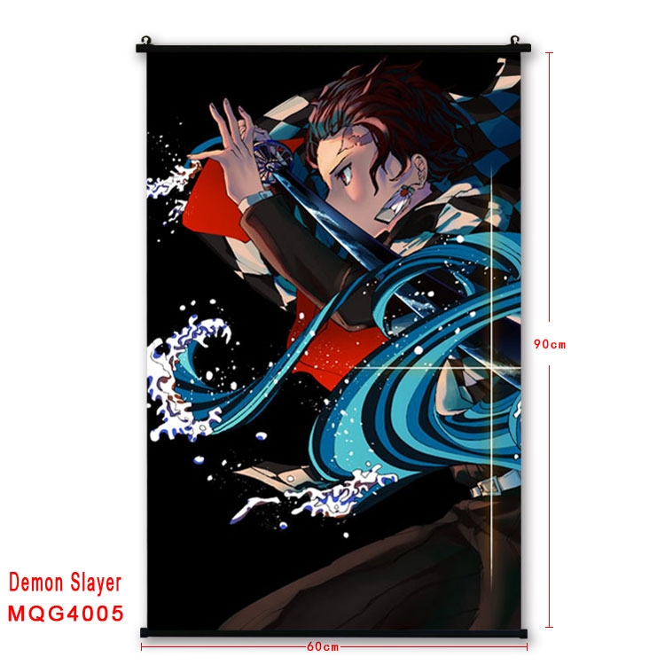 Demon Slayer Kimets Anime plastic pole cloth painting Wall Scroll 60X90CM  MQG4005