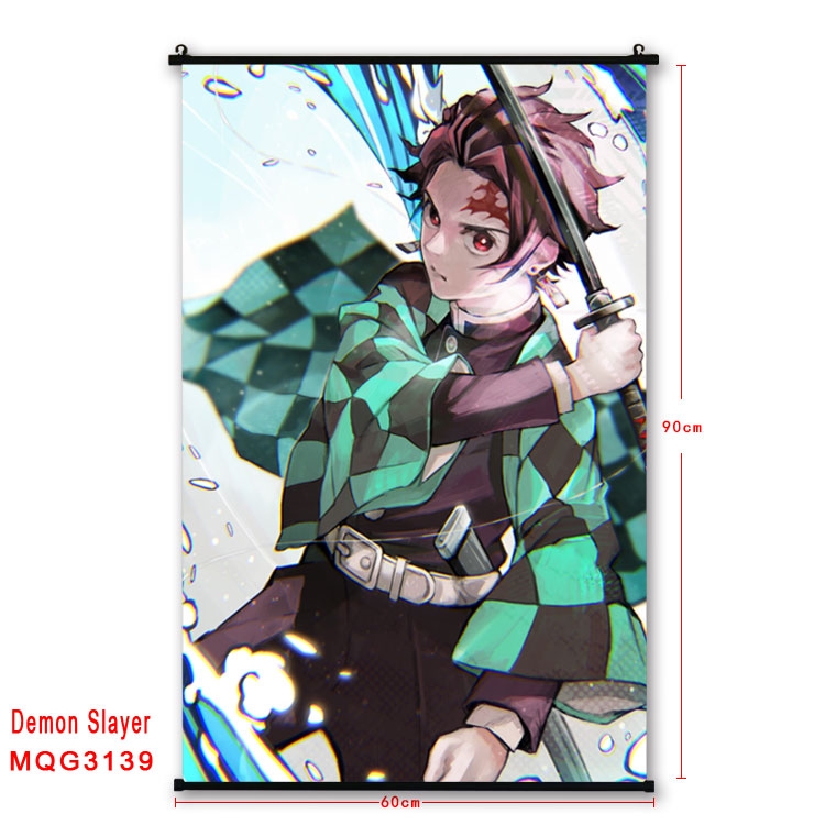 Demon Slayer Kimets Anime plastic pole cloth painting Wall Scroll 60X90CM  MQG3139