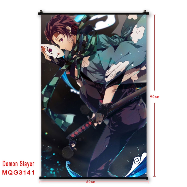 Demon Slayer Kimets Anime plastic pole cloth painting Wall Scroll 60X90CM  MQG3141