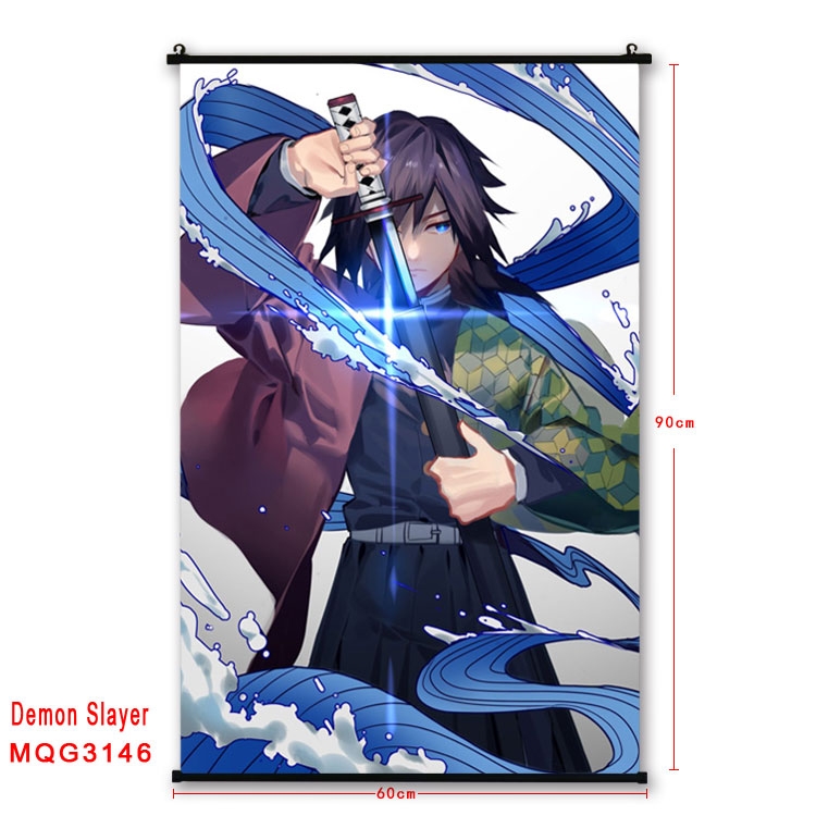 Demon Slayer Kimets Anime plastic pole cloth painting Wall Scroll 60X90CM  MQG3146