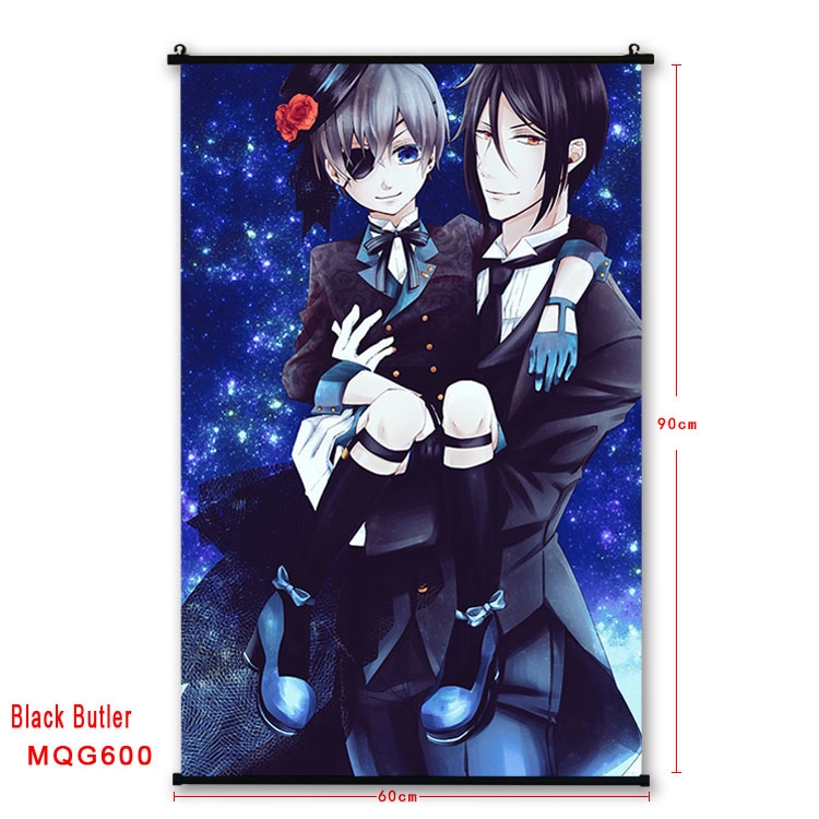 Kuroshitsuji Anime plastic pole cloth painting Wall Scroll 60X90CM MQG600