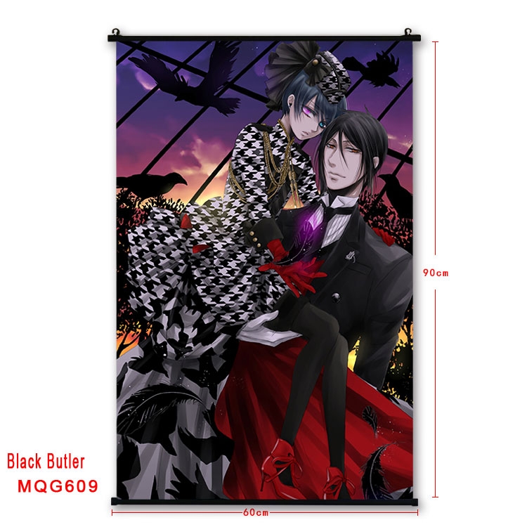 Kuroshitsuji Anime plastic pole cloth painting Wall Scroll 60X90CM MQG609