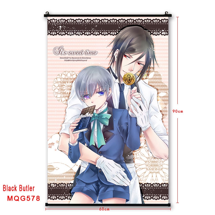 Kuroshitsuji Anime plastic pole cloth painting Wall Scroll 60X90CM MQG578