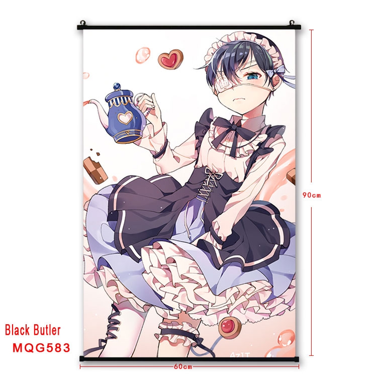 Kuroshitsuji Anime plastic pole cloth painting Wall Scroll 60X90CM MQG583
