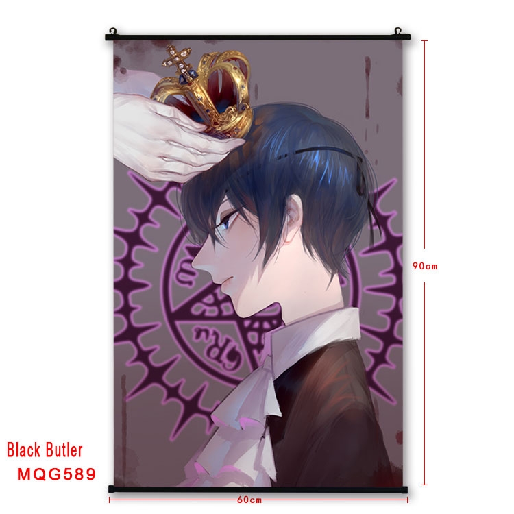 Kuroshitsuji Anime plastic pole cloth painting Wall Scroll 60X90CM MQG589