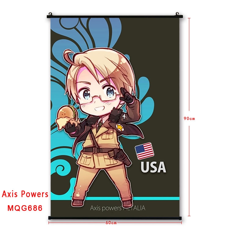 Hetalia Anime plastic pole cloth painting Wall Scroll 60X90CM MQG686