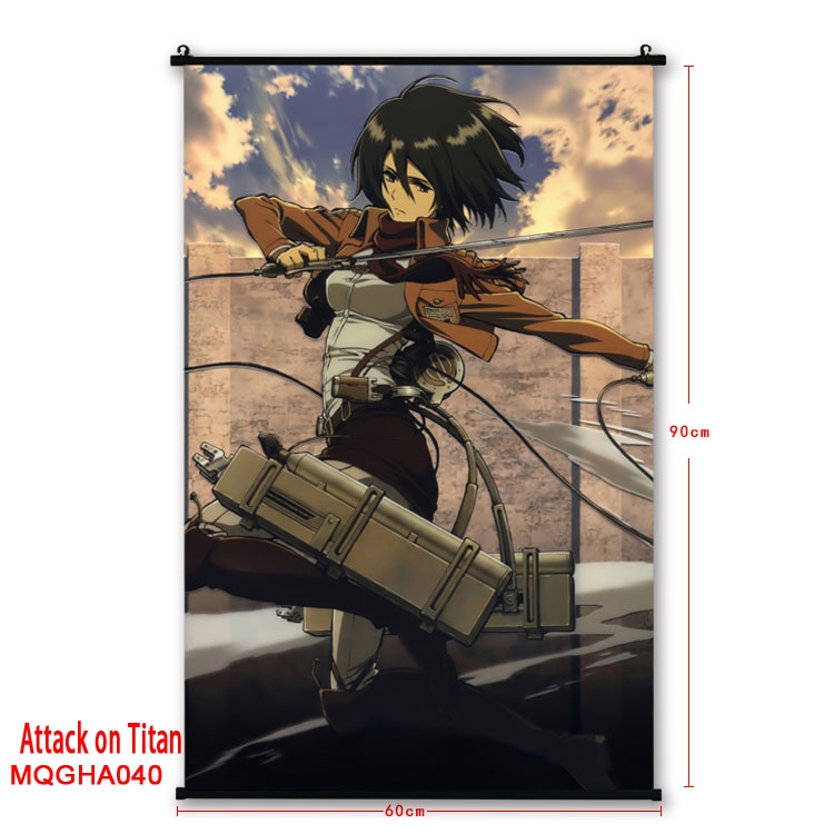 Shingeki no Kyojin Anime plastic pole cloth painting Wall Scroll 60X90CM MQGHA049