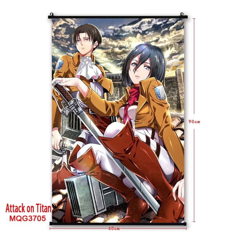 Shingeki no Kyojin Anime plastic pole cloth painting Wall Scroll 60X90CM MQG3705