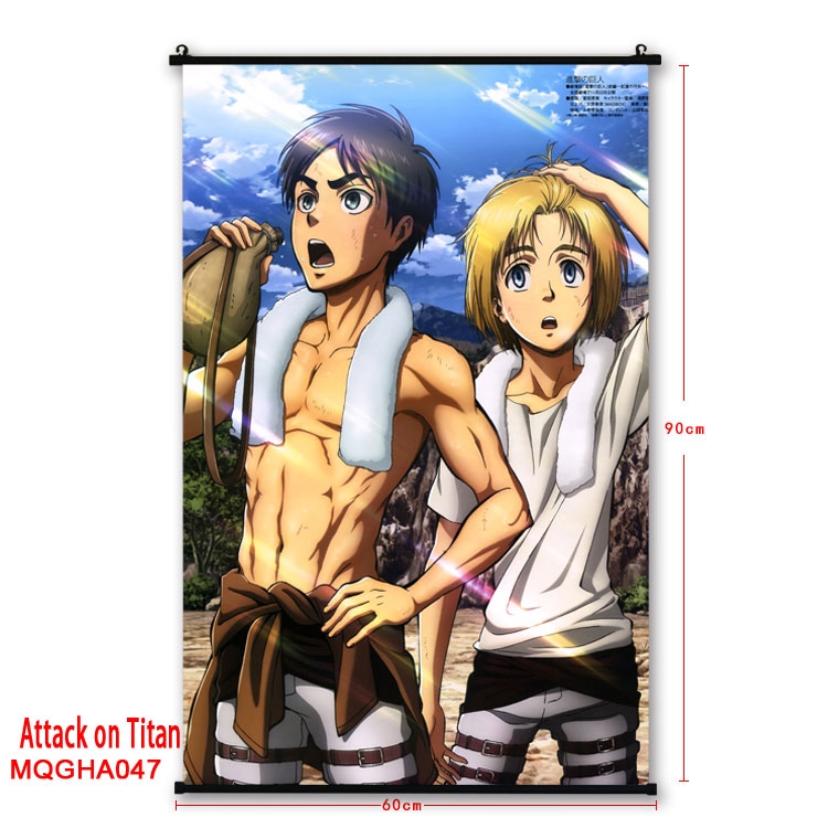 Shingeki no Kyojin Anime plastic pole cloth painting Wall Scroll 60X90CM MQGHA047