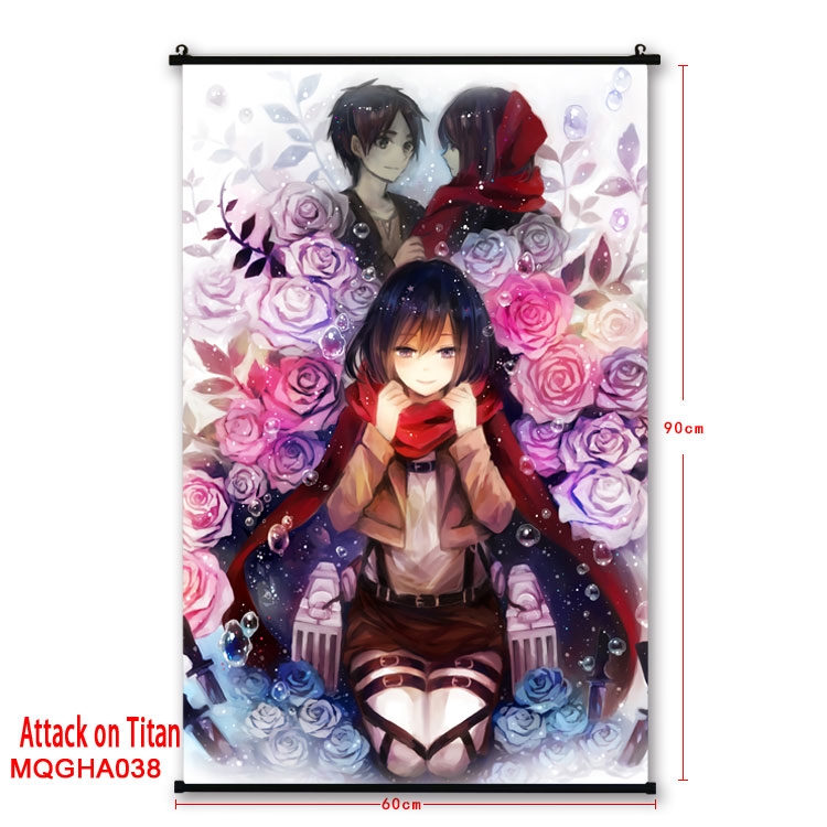 Shingeki no Kyojin Anime plastic pole cloth painting Wall Scroll 60X90CM MQGHA038