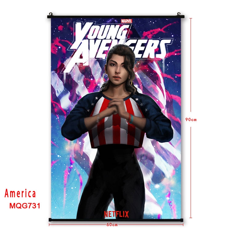 American Flag plastic pole cloth painting Wall Scroll 60X90CM  MQG731 