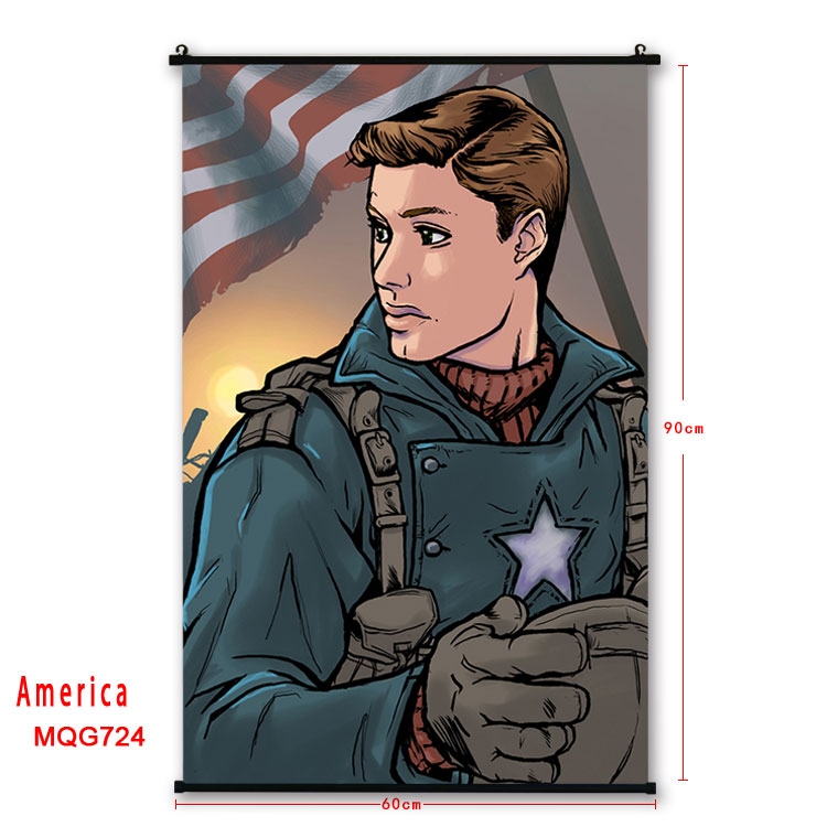 American Flag plastic pole cloth painting Wall Scroll 60X90CM  MQG724 