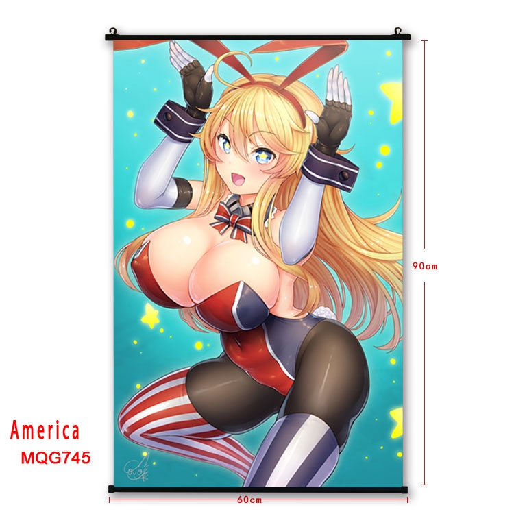 American Flag plastic pole cloth painting Wall Scroll 60X90CM  MQG735 