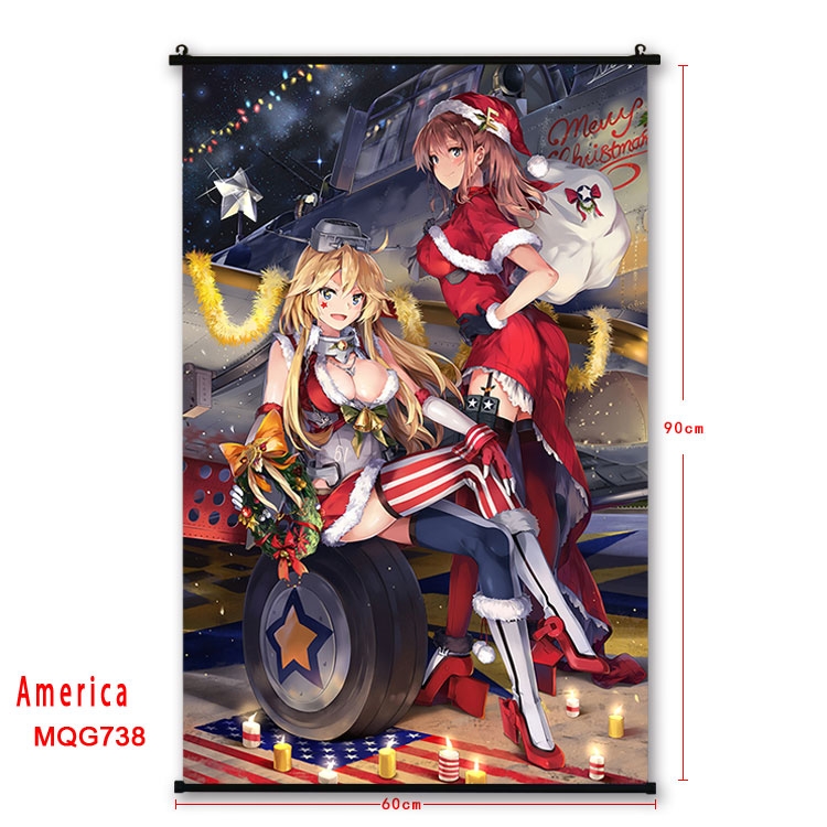 American Flag plastic pole cloth painting Wall Scroll 60X90CM  MQG746 