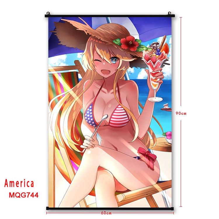 American Flag plastic pole cloth painting Wall Scroll 60X90CM  MQG744 