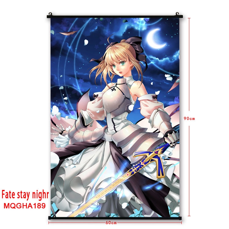 Fate stay night Anime plastic pole cloth painting Wall Scroll 60X90CM MQGHA189