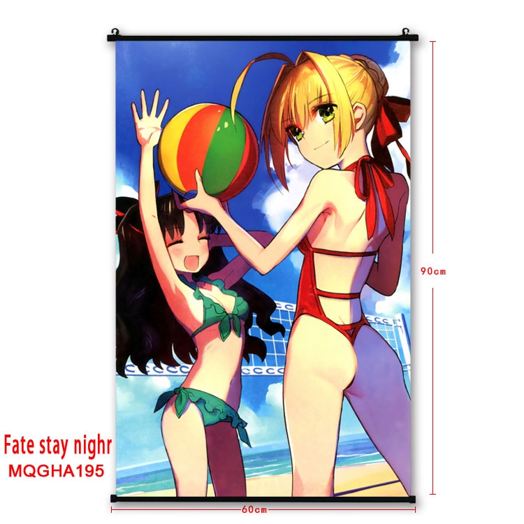 Fate stay night Anime plastic pole cloth painting Wall Scroll 60X90CM MQGHA195