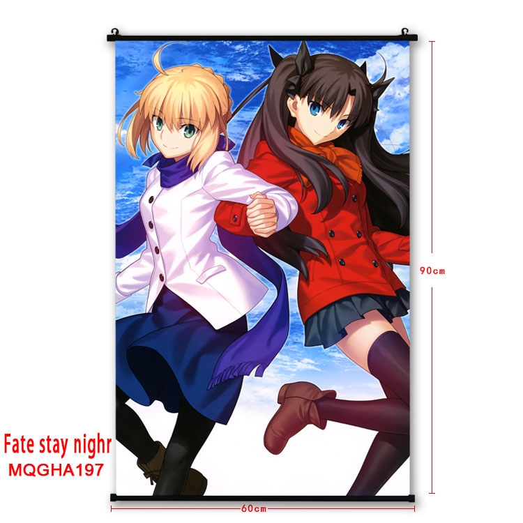 Fate stay night Anime plastic pole cloth painting Wall Scroll 60X90CM MQGHA197
