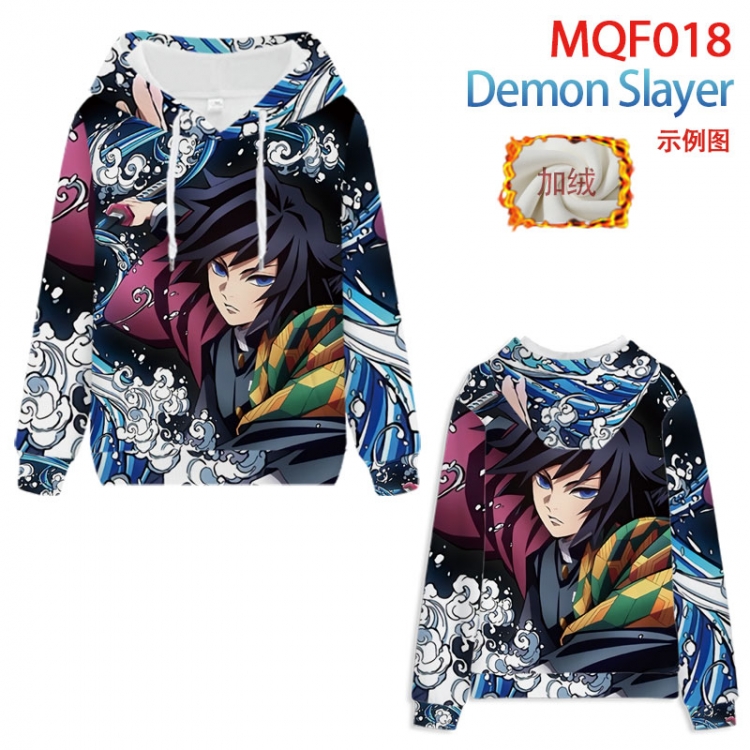 Demon Slayer Kimets Hooded pullover plus velvet padded sweater Hoodie 2XS-4XL, 9 sizes MQF018