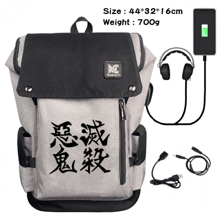 Demon Slayer Kimets Data cable animation game backpack school bag 2A