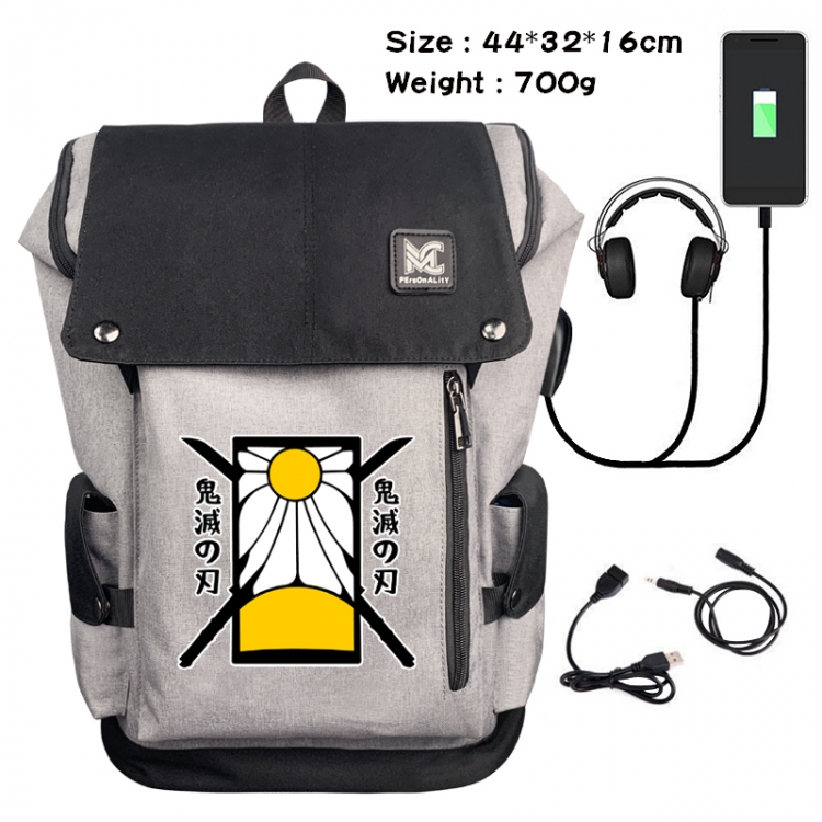 Demon Slayer Kimets Data cable animation game backpack school bag 4A