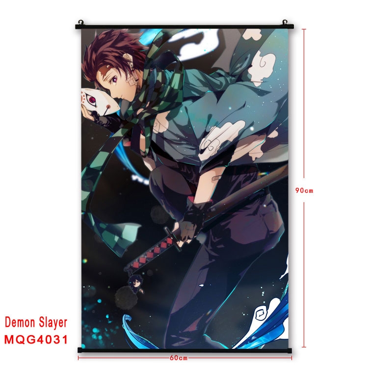 Demon Slayer Kimets Anime plastic pole cloth painting Wall Scroll 60X90CM  MQG4031