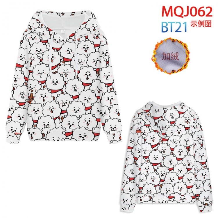 BTS  hooded plus fleece sweater 9 sizes from XXS to 4XL  MQJ062