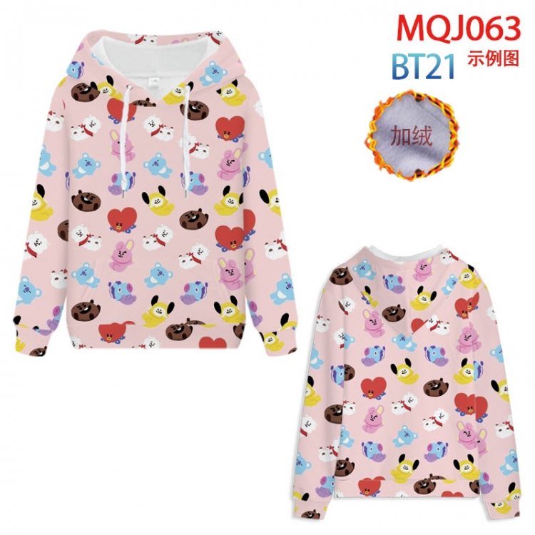 BTS  hooded plus fleece sweater 9 sizes from XXS to 4XL  MQJ064