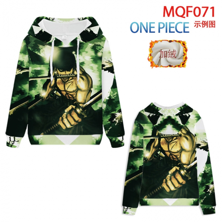 One Piece Fuhe velvet padded hooded patch pocket sweater 9 sizes from XXS to 4XL MQF071