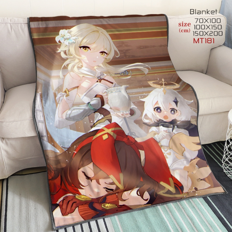 Genshin Impact Anime double-sided printing super large lambskin blanket can be customized by single style 150X200CM MT18