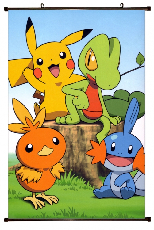 Pokemon Anime black  Plastic rod Cloth painting Wall Scroll 60X90CM  B1-224