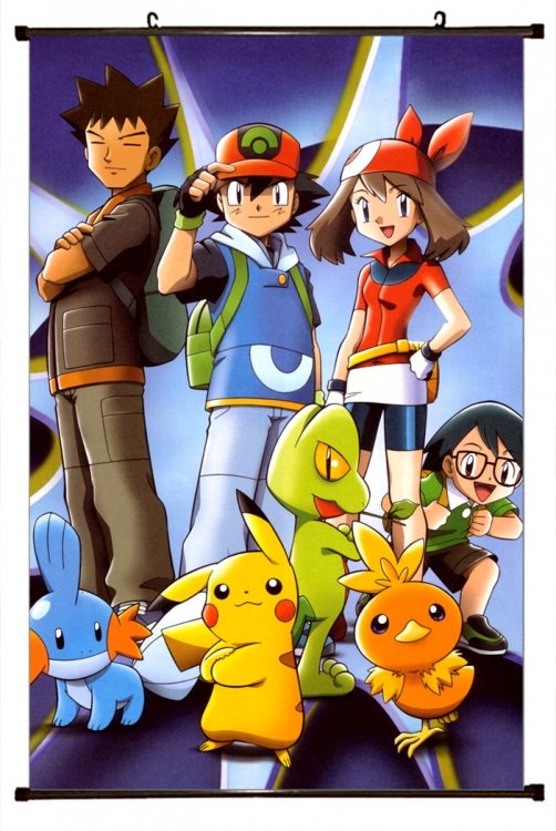 Pokemon Anime black  Plastic rod Cloth painting Wall Scroll 60X90CM  B1-226